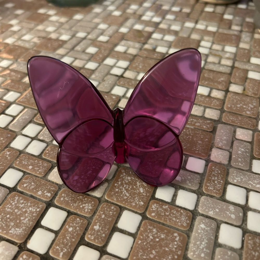 Baccarat 2.5 Lucky Crystal Peony Pink Butterfly